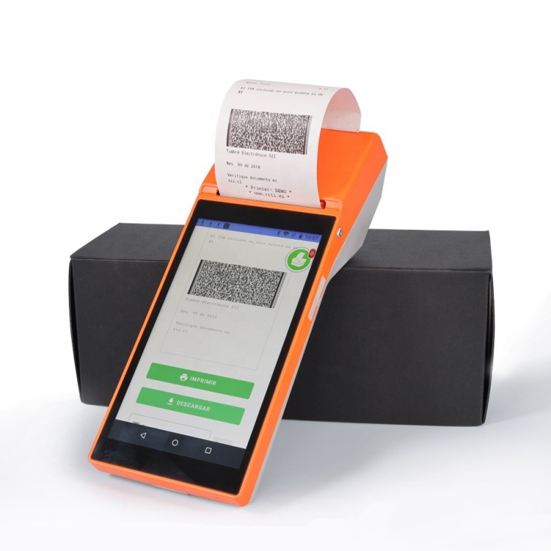 Bezprzewowody Bluetooth POS z wbudowaną drukarką termiczną ekran dotykowy 5.5` NFC Android 8.1 1GB/8GB