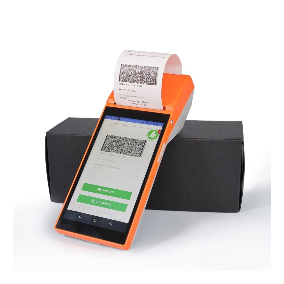 Bezprzewowody Bluetooth POS z wbudowaną drukarką termiczną ekran dotykowy 5.5` NFC Android 8.1 1GB/8GB