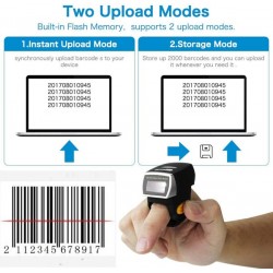 Bezprzewodowy skaner kodów kreskowych na palec 1D CCD Bluetooth i 2.4G