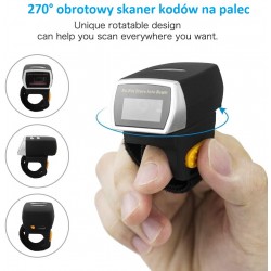 Bezprzewodowy skaner kodów kreskowych na palec 1D CCD Bluetooth i 2.4G