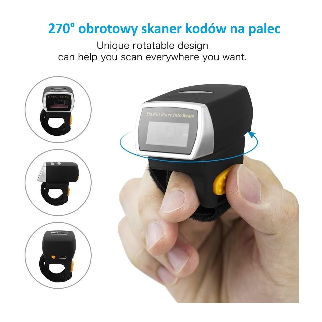 Bezprzewodowy skaner kodów kreskowych na palec 1D CCD Bluetooth i 2.4G