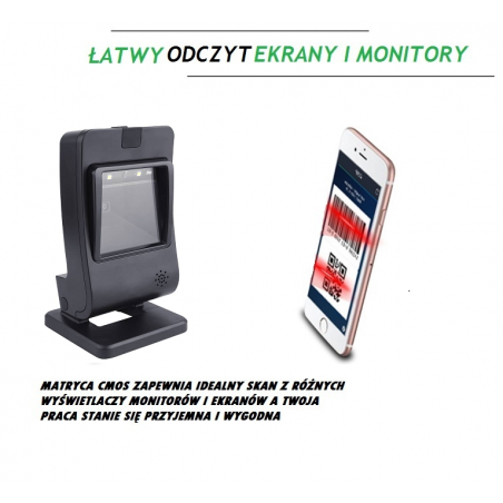 Stacjonarny skaner kodów kreskowych 1D 2D QR RS-232 i USB podójny interfejs