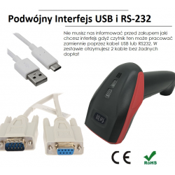Przewodowy skaner kodów kreskowych 1D 2D QR ze stojakeim USB i RS 232 podwójny intefejs