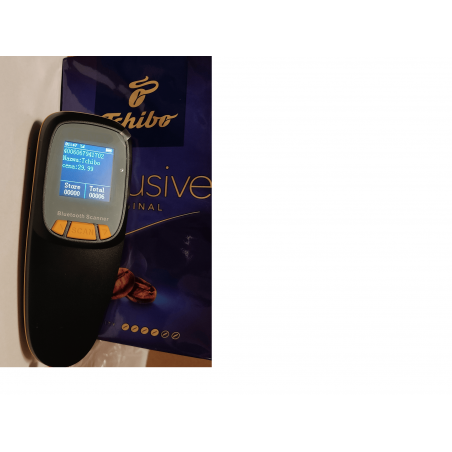Kieszonkowy skaner kodów kreskowych 1D 2D QR Aztec MaxiCode z wyświetlaczem mocna bateria 1500 mAh Bluetooh 2.4G i kabel