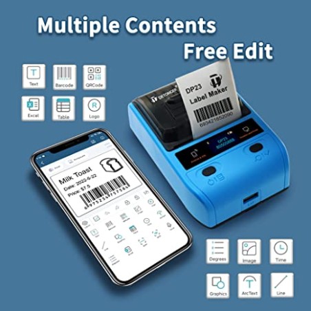 Mobilna Drukarka termiczna do etykiet samoprzylepnych 203DPI Bluetooth NFC OLED