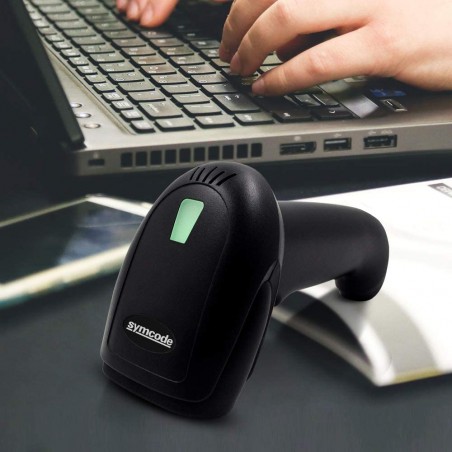 Bezprzewodowy czytnik kodów kreskowych 1D ze stojakiem 2-w-1 (2,4 GHz + przewodowy USB 2.0)