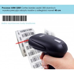 Bezprzewodowy czytnik kodów kreskowych 1D ze stojakiem 2-w-1 (2,4 GHz + przewodowy USB 2.0)