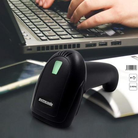 Bezprzewodowy czytnik kodów kreskowych 1D ze stojakiem 2-w-1 (2,4 GHz + przewodowy USB 2.0)