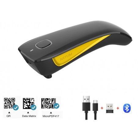 Kieszonkowy mini skaner kodów 2D QR Bluetooth 2.4G z bazą i silikonowym etui