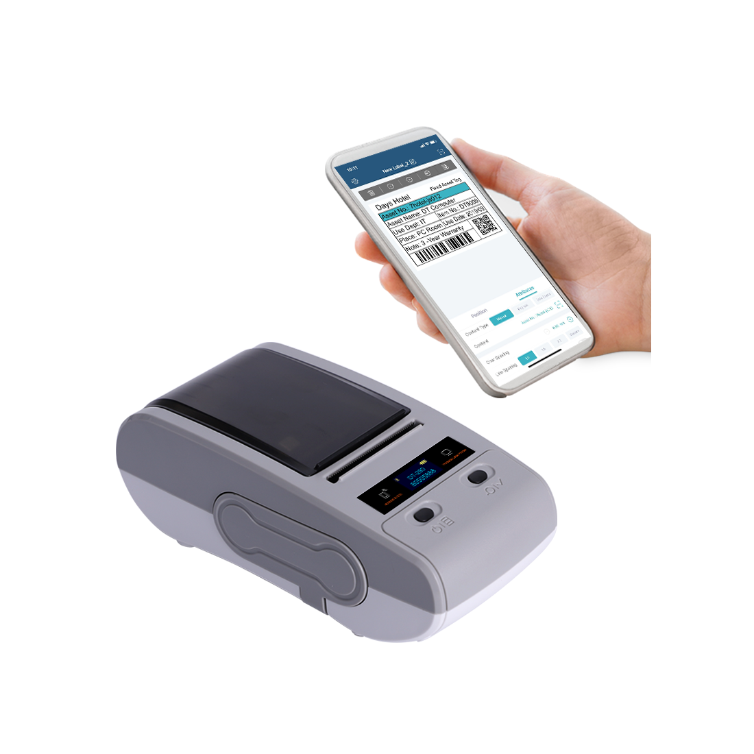 Bluetooth i przewodowa mobilna drukarka termo-transferowa 203 dpi 50MM