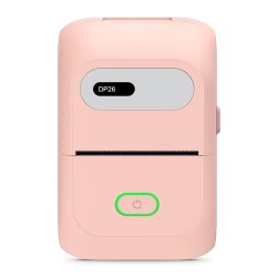 Kieszonkowa mini drukarka termiczna różowa Bluetooth i przewodowa 50mm Windows Android 203 dpi