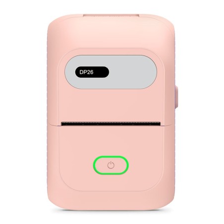 Kieszonkowa mini drukarka termiczna różowa Bluetooth i przewodowa 50mm Windows Android 203 dpi
