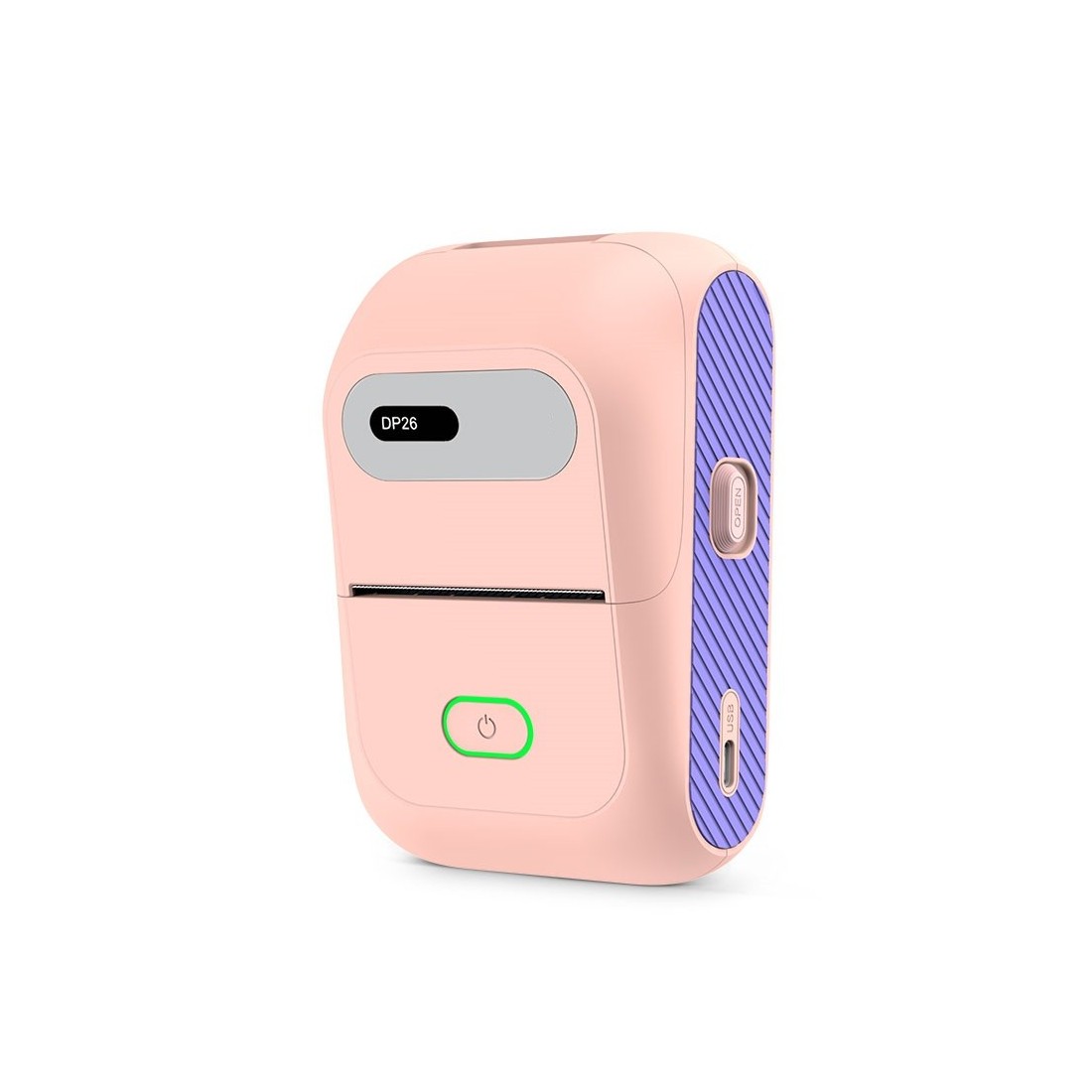Kieszonkowa mini drukarka termiczna różowa Bluetooth i przewodowa 50mm Windows Android 203 dpi