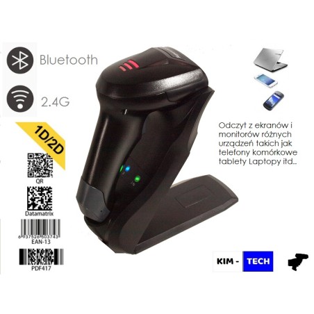 Skaner kodów kreskowych 1D 2D z ruchomą regulowaną podstawką 2.G Bluetooth
