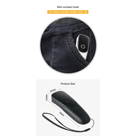 Kieszonkowy mini czytnik kodów kreskowych 1D 2D QR Bluetooth 2.4G Windows Android Mac 4mil