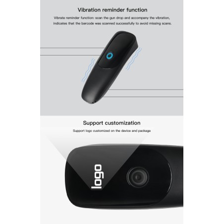 Kieszonkowy mini czytnik kodów kreskowych 1D 2D QR Bluetooth 2.4G Windows Android Mac 4mil