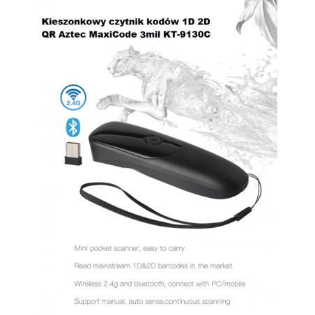 Mobilny kieszonkowy mini skaner kodów kreskowych 1D 2D Bluetooth 2.4G 3MIL 1200mAh