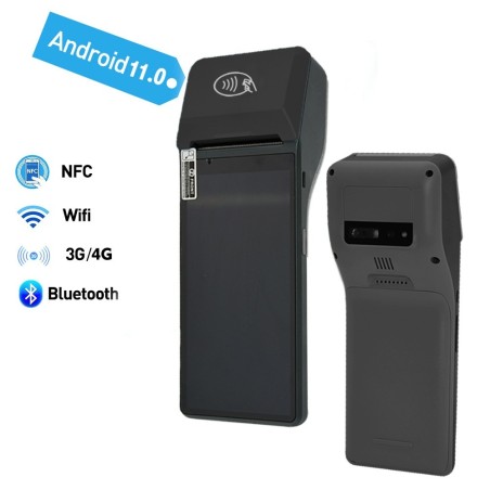 Ręczny terminal POS z drukarką termiczną kwitów i etykiet ekran 6 cali NFC Android 11 3GB/32GB z bazą do ładowania