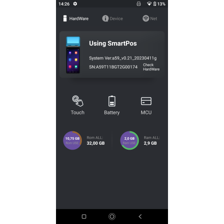 Ręczny terminal POS z drukarką termiczną kwitów i etykiet ekran 6 cali NFC Android 11 3GB/32GB z bazą do ładowania