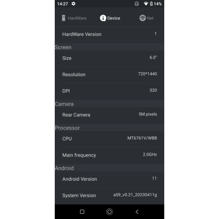 Ręczny terminal POS z drukarką termiczną kwitów i etykiet ekran 6 cali NFC Android 11 3GB/32GB z bazą do ładowania