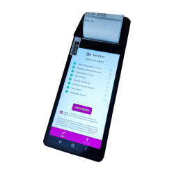 Ręczny terminal POS z drukarką termiczną kwitów i etykiet ekran 6 cali NFC Android 11 3GB/32GB z bazą do ładowania
