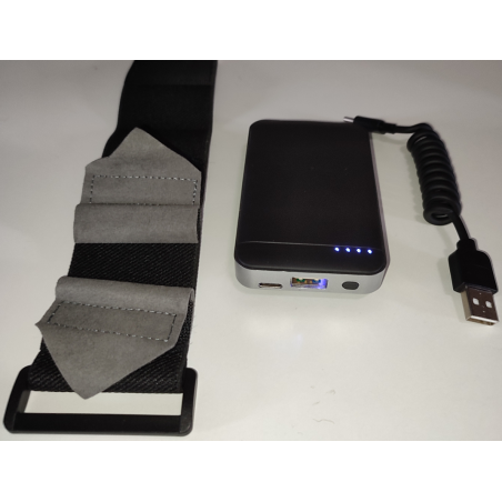 Power bank 2500mAh z paskiem i kablem spiralnym do czytników kodów kreskowych na palec i nie tylko