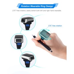 Bezprzewodowy laserowy skaner kodów kreskowych na palec 1D Bluetooth 450mAh szybki 300/s