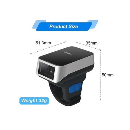 Bezprzewodowy laserowy skaner kodów kreskowych na palec 1D Bluetooth 450mAh szybki 300/s