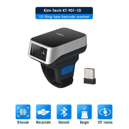 Bezprzewodowy laserowy skaner kodów kreskowych na palec 1D Bluetooth 450mAh szybki 300/s