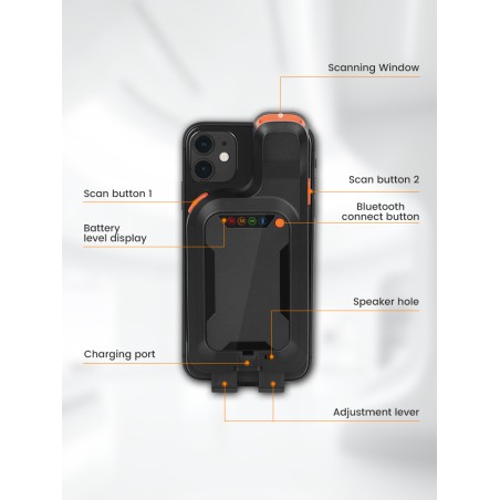 Nakładka na telefon z funkcją czytnika kodów kreskowych 1D 2D do telefonu Bluetooth