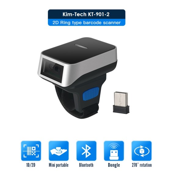 Bezprzewodowy skaner kodów kreskowych na palec 1D 2D Bluetooth 450mAh szybki Bezprzewodowy skaner kodów kreskowych na palec 1D 2D Bluetooth 450mAh szybki