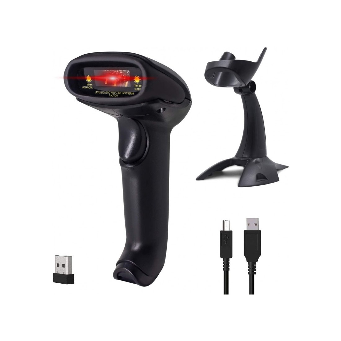 Bezprzewodowy czytnik kodów kreskowych 1D ze stojakiem 2-w-1 (2,4 GHz + przewodowy USB 2.0)
