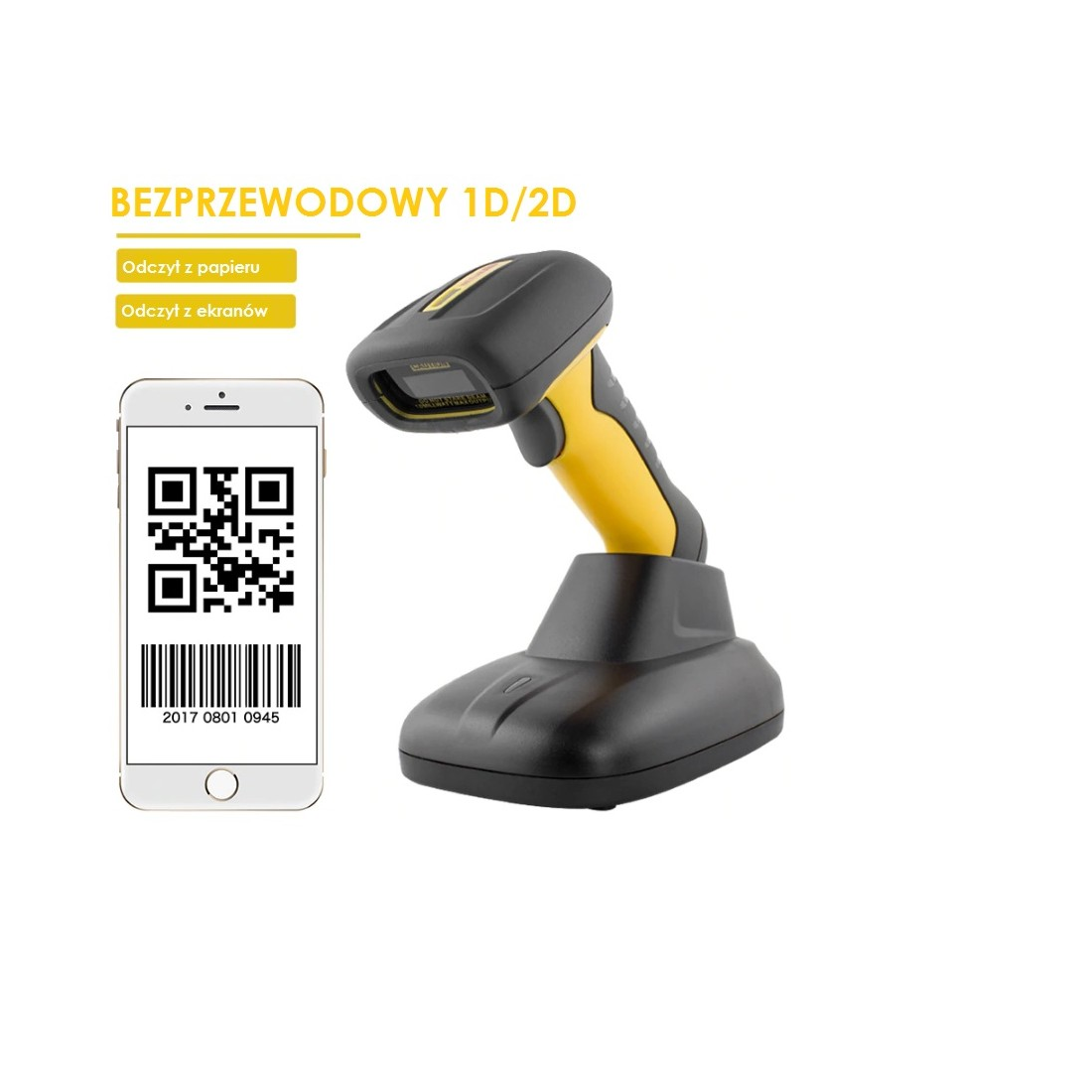 WODOSZCZELNY PRZEMYSŁOWY 2.4G BEZPRZEWODOWY CZYTNIK KODÓW 1D 2D QR IP67 WODOODPORNY