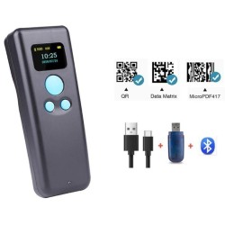 MINI CZYTNIK KODÓW KRESKOWYCH QR Z WYŚWIETLACZEM OLED BLUETOOTH BEZPRZEWODOWY 2.4 I KABEL USB