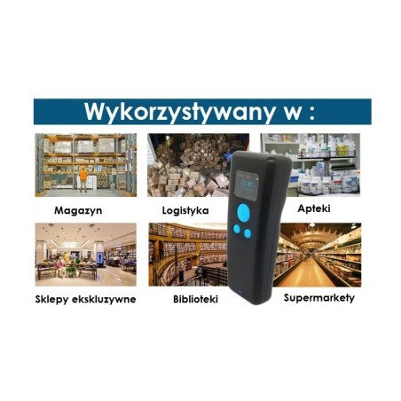 MINI CZYTNIK KODÓW KRESKOWYCH QR Z WYŚWIETLACZEM OLED BLUETOOTH BEZPRZEWODOWY 2.4 I KABEL USB