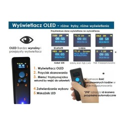 MINI CZYTNIK KODÓW KRESKOWYCH QR Z WYŚWIETLACZEM OLED BLUETOOTH BEZPRZEWODOWY 2.4 I KABEL USB