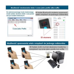 MINI CZYTNIK KODÓW KRESKOWYCH QR Z WYŚWIETLACZEM OLED BLUETOOTH BEZPRZEWODOWY 2.4 I KABEL USB