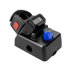 Bluetooth szybki czytnik kodów na palec 2D QR Aztec Maxicode z podówjną baterią 550mAh i mini bazą do ładowania