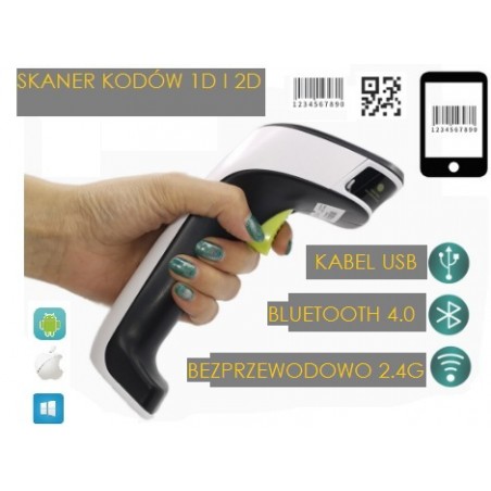 Odczyt kodów z ekranu Komputer Laptopa  I-phone  Komórka Skaner Bezprzewodowy Bluetooth radio i kabel 3 w 1 skaner kodó QR