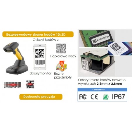 Przemysłowy 2.4G bezprzewodowy skaner kodów 1D 2D QR IP67 wodoodporny