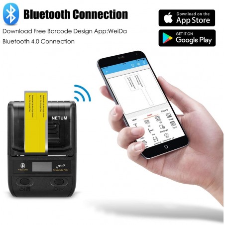 Bezprzewodowa i przewodowa przenośna Bluetooth mini drukarka termiczna do etykiet kieszonkowa 1D 2D