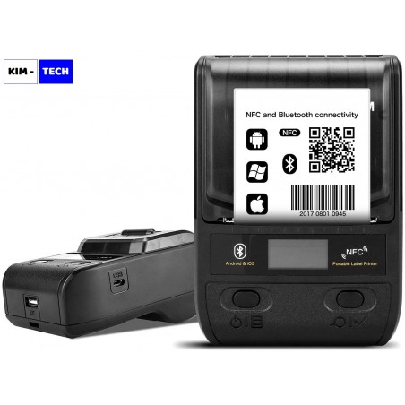 Bezprzewodowa i przewodowa przenośna Bluetooth mini drukarka termiczna do etykiet kieszonkowa 1D 2D