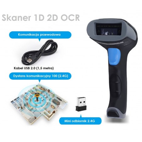 Bluetooth i 2.4G Bezprzewodowy skaner kodów OCR z dokumentów tożsamości i dowodu rejestracyjnego Auta
