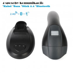 Bezprzewodowy skaner kodów kodów kreskowych 2D QR Aztec z bazą Buetooth i kabel USB