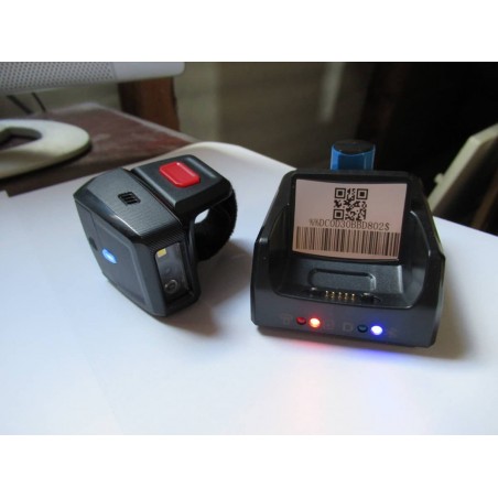 Bluetooth skaner kodów 1D 2D na palec super bateria 550mAh z mini bazą do ładowania i komunikacji dodatkowa bateria