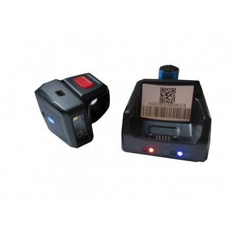 Bluetooth skaner kodów 1D 2D na palec super bateria 550mAh z mini bazą do ładowania i komunikacji dodatkowa bateria