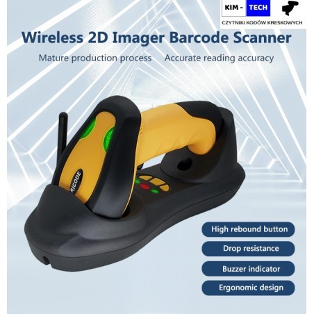 Bezprzewodowy radiowy skaner kodów 1D 2D QR Aztec MaxiCode Szybki 150 metrów bateria 2600mAh